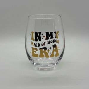 Maid of Honor Stemless Wine Glass - Gold and Black